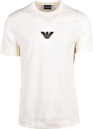 Emporio Armani Cream Cotton Emblem T-Shirt