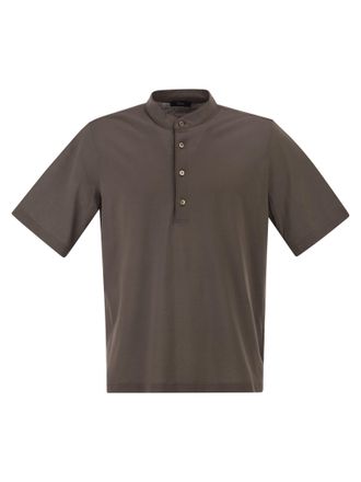 Herno jersey poloshirt met serafijnenkraag