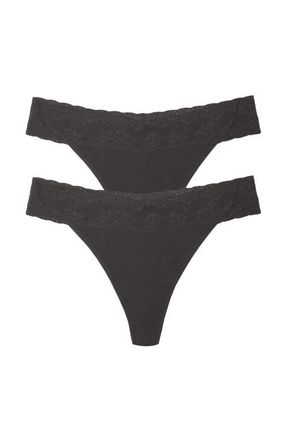 Natori Bliss Perfection One Size Thong 2-Pack in Coal at Nordstrom