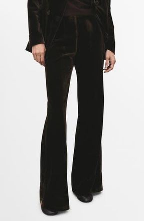Mango Velvet Flare Leg Pants in Chocolate at Nordstrom Rack, Size 4