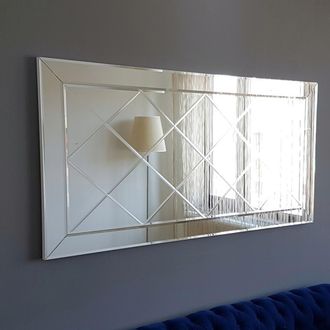 Dmora Espejo Rosazza, Detalles Geom&eacute;tricos, Forma Rectangular, Tipo De Pared, 130x65h Cm Plata
