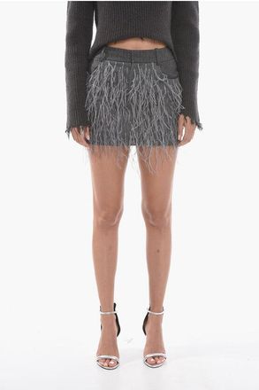 The Mannei Virgin-wool-blend VENICE Miniskirt with Feather-embellishmen size 40