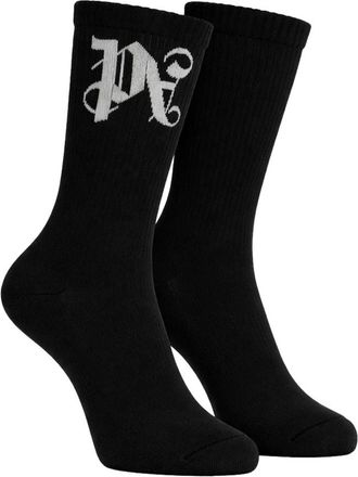 Palm Angels Monogram Sokken - Heren - Sokken - Zwart - S - Katoen - Ondergoed