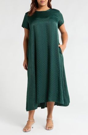 Nordstrom Geo Satin Jacquard Midi Dress in Green Park at Nordstrom, Size 1X