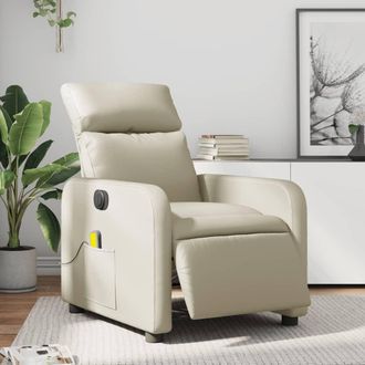 vidaXL Vidaxl - Sill&oacute;n De Masaje Reclinable El&eacute;ctrico Cuero Sint&eacute;tico Crema