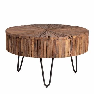 Koketto Home Mesa centro con tablero de madera reciclada y patas de hierro