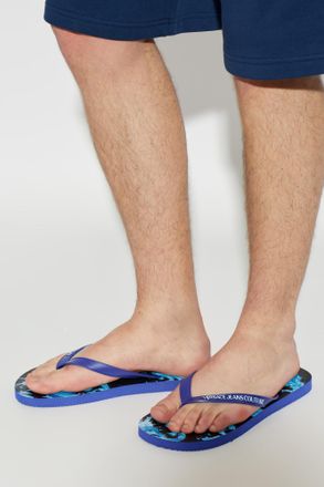 Versace Jeans Couture Rubber Flip-flops With Logo, Mens, Blue
