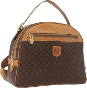 Celine Pre-owned Vintage Macadam Canvas Backpack - Dames - Vintage Rugzakken - Bruin - ONE Size - Leer - Vintage