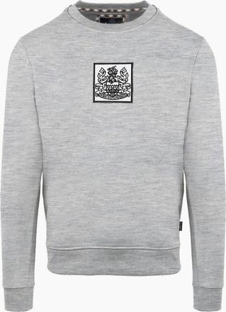 Aquascutum Mens Crew Neck Ribbed Collar Long Sleeve Sweatshirt - Grey - Size: 2X large