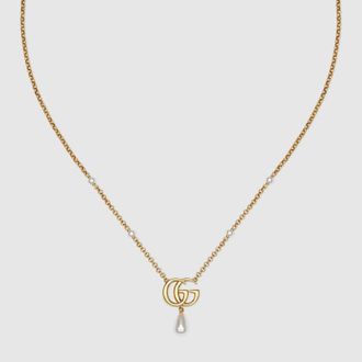 Gucci GG Marmont Pendant Necklace, Gold-toned metal, Gold-toned metal
