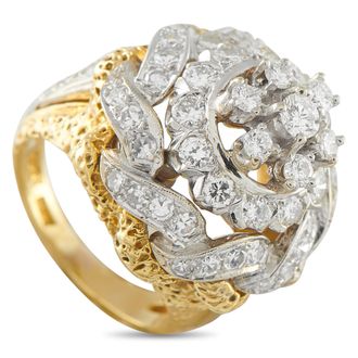 Luxury Bazaar 18K Yellow and White Gold 2.25 ct Diamond Statement Ring MF18-011526
