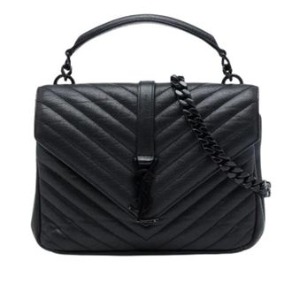 Saint Laurent Pre-owned College Satchel - Dames - Pre-owned - Zwart - Maat: ONE Size Leer