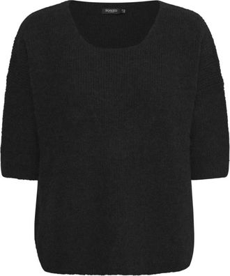 Soaked In Luxury Zwarte Trui met &frac34; Mouwen - Dames - Ronde hals truien - Zwart - 2XL - Wol - Truien & Vesten