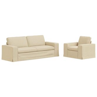 vidaXL Juego De Sof&aacute; 2 Uds. Crema Tela Vidaxl