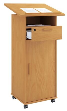 ebuy24 Consola De Altavoz M&oacute;vil Vcm Wood Dimensiones Aprox. Al. 109 A 120 Cm X An. 60 Cm X P. 50 Cm Escritorio De Pie Con Rodillos Rollable Con Caj&oacute;n Mesa De