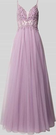Mascara Abendkleid mit Ziersteinbesatz in Rosa, Größe 34