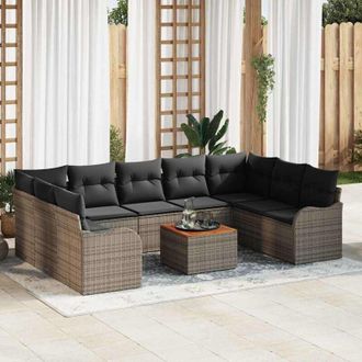 vidaXL Conjunto De Sof&aacute; De Jard&iacute;n 10 Pcs Gris Polirat&aacute;n Vidaxl