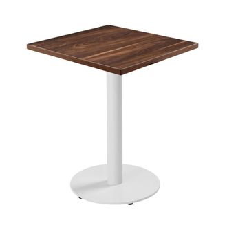 Oviala Mesa de comedor 60 cm pie blanco y revestimiento de madera oscura