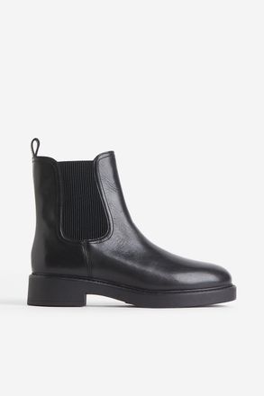 H&M Chelseaboots aus Leder - Schwarz