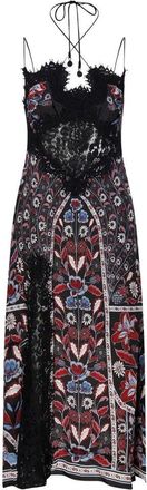 Farm Rio Marcelle Black Lace Sleeveless Midi Slip Dress