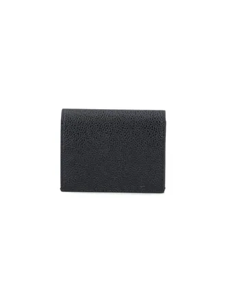 Thom Browne Refined Black Leather Wallet with Tricolor Grosgrain Lining