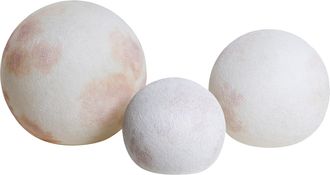 Beliani Conjunto De 3 L&aacute;mparas Esf&eacute;ricas Led Exterior De Material Sint&eacute;tico Con Protecci&oacute;n Ip67 Resistentes Al Agua Con Mando A Distancia Blanco Crema Lunice