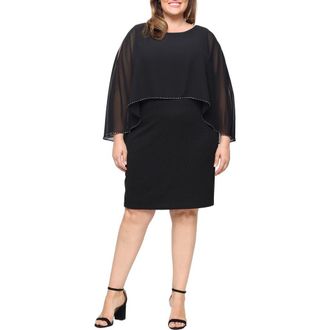 S.L. Fashions Beaded Chiffon Overlay Sheath Dress in Black at Nordstrom, Size 14W