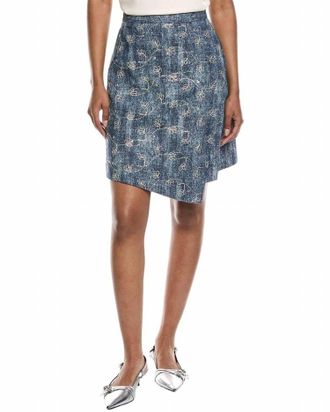 Gracia Flower Embroidered Mini Skirt In Denim