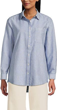 Lands End Oxford Shirt in Sapphire Gem Pinstripe at Nordstrom, Size Xx-Small