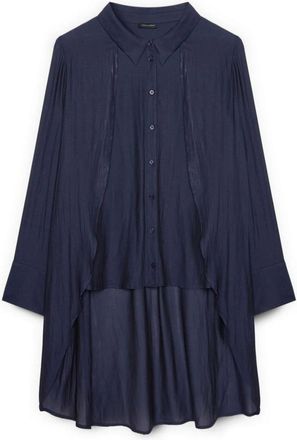 Fiorella Rubino Camicia in georgette con drappeggio a doppio strato - - Blouses & Shirts - Donna - Blu - 3XL