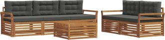 vidaXL Conjunto De Sof&aacute;s De Exterior 6 Uds. Natural Y Antracita Vidaxl