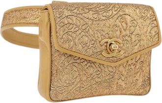 Chanel Pre-owned Vintage Satin Waist Bag - Dames - Vintage Heuptassen - Geel - ONE Size - Satijn - Vintage