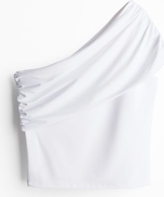 H&M One-Shoulder-Top mit Umschlagrand - White