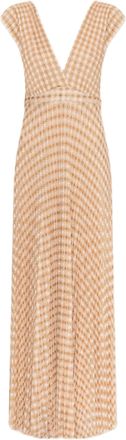 Forte_Forte Pleated Ankle-Length Dress With V-Neckline And Fitted Waist