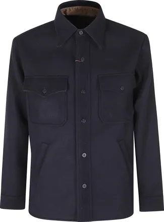 Fortela Deep Blue Boxy Melton Wool Overshirt