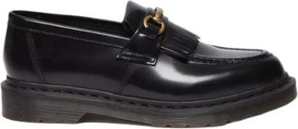 Dr. Martens Schoenen, Heren, Zwart, 43 EU, Leer, Zwarte Gepolijste Gladde Loafers met Franjes