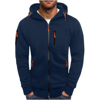 Generic Mens Fleece Jackets Full Zip Fitness Sports Hooded Jacket Warm Fleece-Blend Winter Outerwear Long Sleeved Solid Color Stylish Casual Daily Coat with N