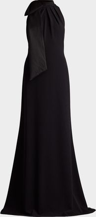 Tadashi Shoji Sleeveless Mock-Neck Bow Gown