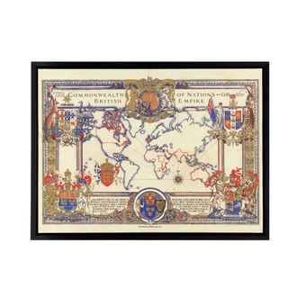 Artery8 Map Webb 1937 British Empire Framed Canvas Wall Art Print | Size: W24 x H32