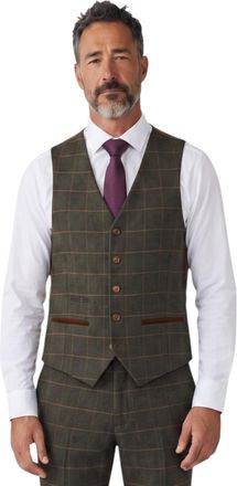 PAUL ANDREW Groen tweed vest voor heren met visgraatmotief - Harris