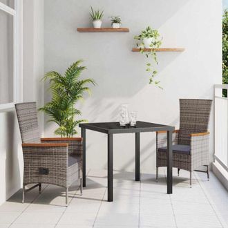 vidaXL Vidaxl - Conjunto De Comedor De Jard&iacute;n Con Coj&iacute;n 3 Pcs Gris Polirat&aacute;n