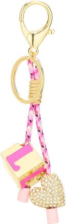 BaubleBar Heart & Block Initial Bag Charm in Gold/Pink/Clear - L at Nordstrom Rack