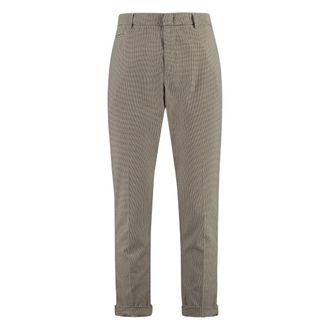 Dondup Chinos, male, Multicolor, W34, Prince-of-Wales Checked Trousers with Roll-up Cuffs