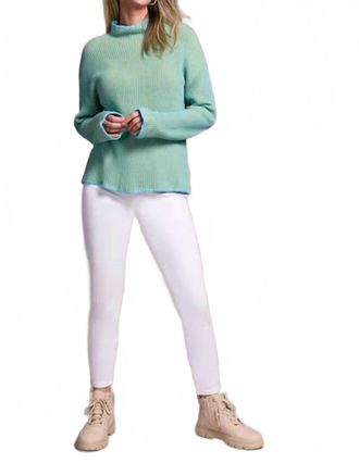 Tribal Two Tone Funnel Neck Sweater In Mist Blue