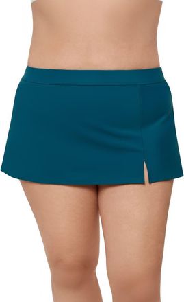 Aqua Green Plus Size Full Coverage Skirted Swimsuit Bottom with Side Slit in Lagoon at Nordstrom, Size 1X