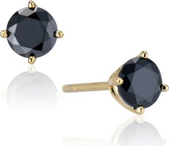 House of Frosted 14K Gold Plated Black Spinel Stud Earrings at Nordstrom Rack