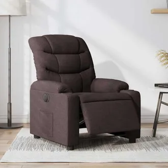 vidaXL Vidaxl - Sill&oacute;n Reclinable El&eacute;ctrico Tela Marr&oacute;n Oscuro