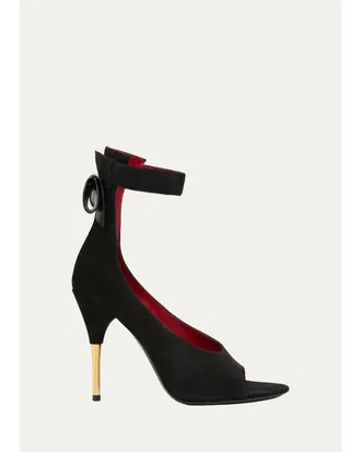Valentino Garavani Suede Bow-Back Stiletto Sandal