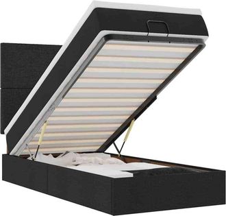 vidaXL Cama Otomana Con Colch&oacute;n Tela Negra 100x200 Cm Vidaxl