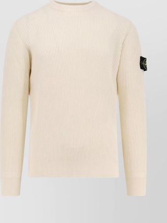 Stone Island crew-neck wool sweater featuring patch